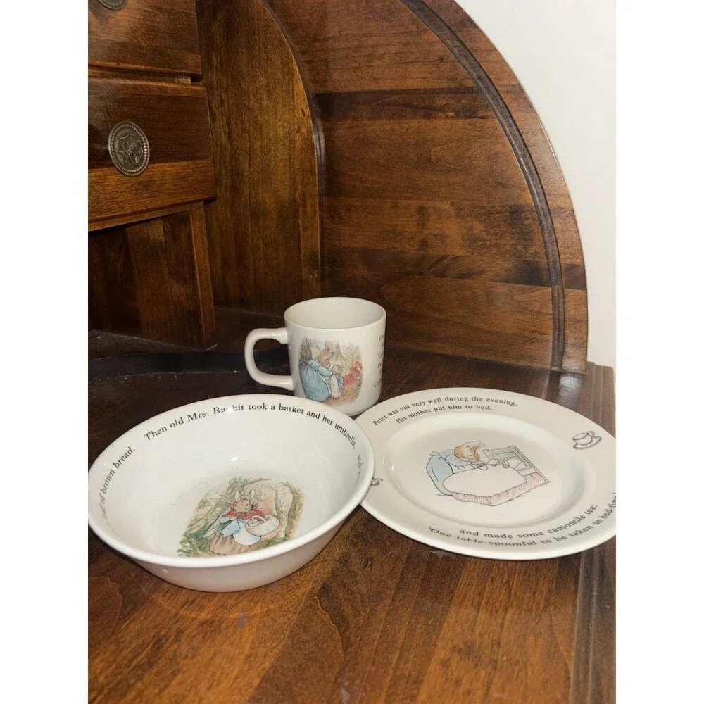 Wedgwood Peter Rabbit 3-Piece Dinner Set Bowl Plate Cup Made in England